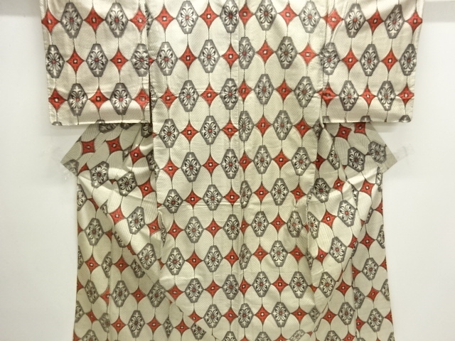 JAPANESE KIMONO / ANTIQUE KIMONO / SILK / MEISEN / WOVEN FLOWER